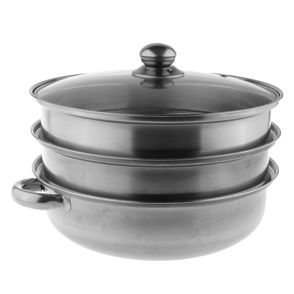 Non Stick Stainless Steel Cookware Set - Pot,Steamers for Stovetop Induction Cooker: 3 Tier A