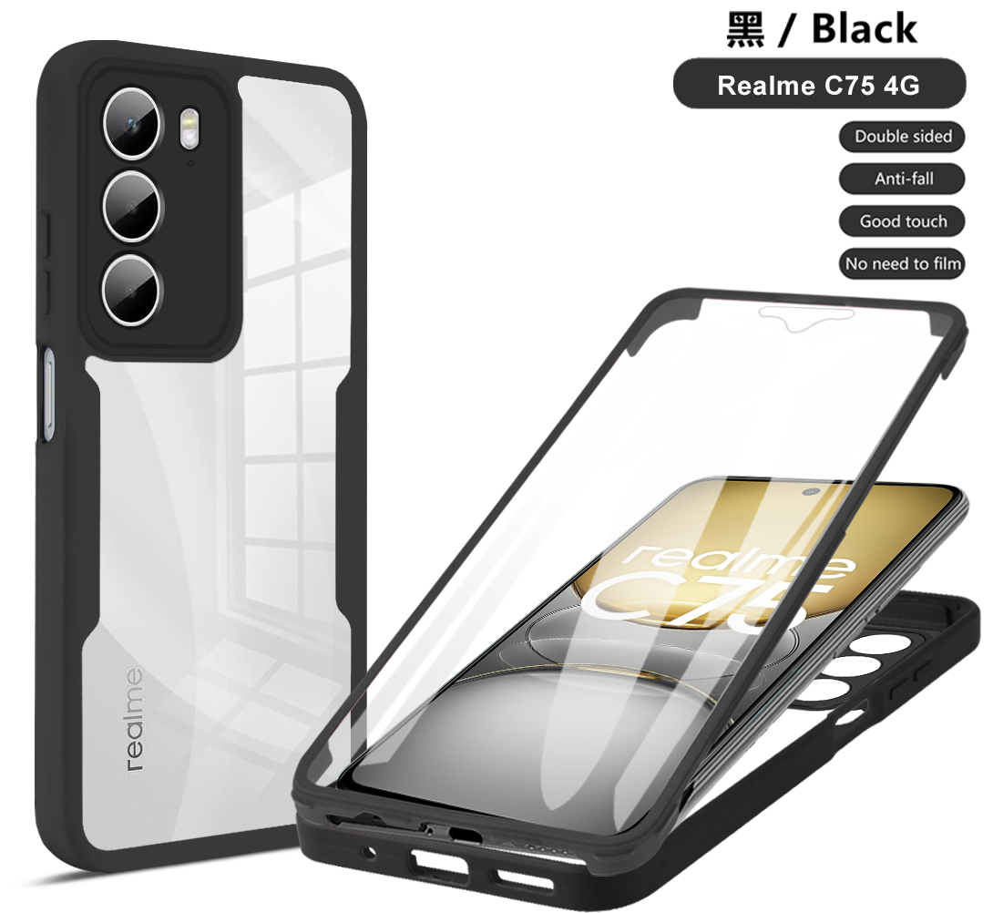 etui na Realme C75 4G, pełna ochrona 360, przezroczyste etui na telefon Realme C75 C 75 RealmeC75 z silikonowym bumperem: Beżowy