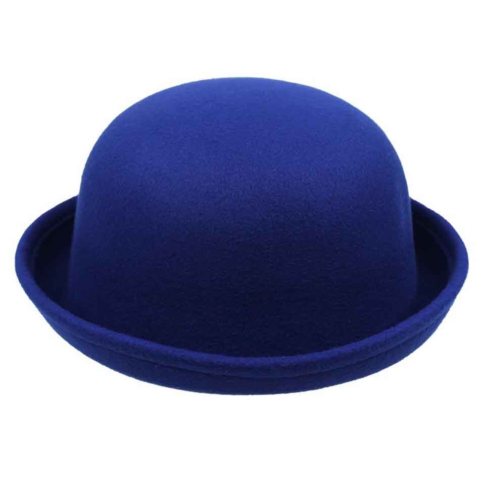 Parent-child Fedora Hat Kids' Round Top Hat Dome Cap Children Dress Hats Felt Hats Wool Felting Bowler Hat For Mom and Baby: C0211-3 / S