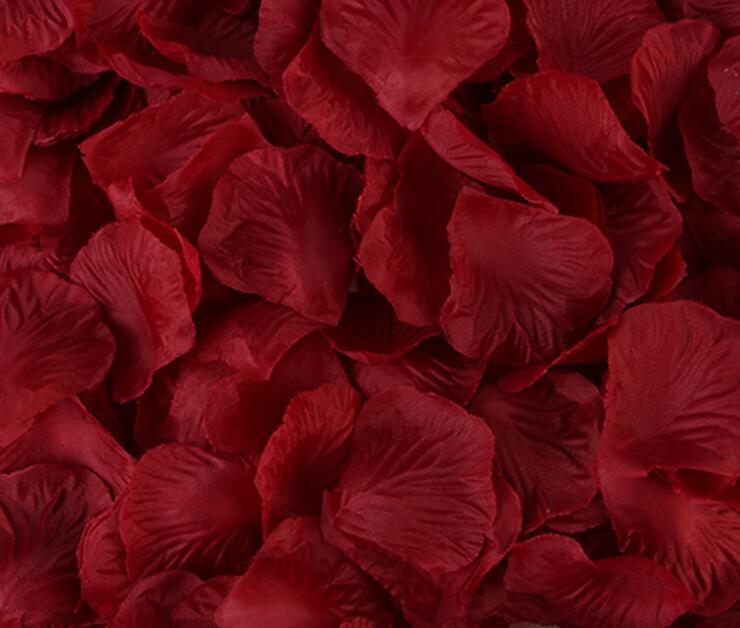 Pétalos de rosa de seda, 9 colores, decoración de de cumpleaños, boda, confeti, 500 unidades: Burgundy