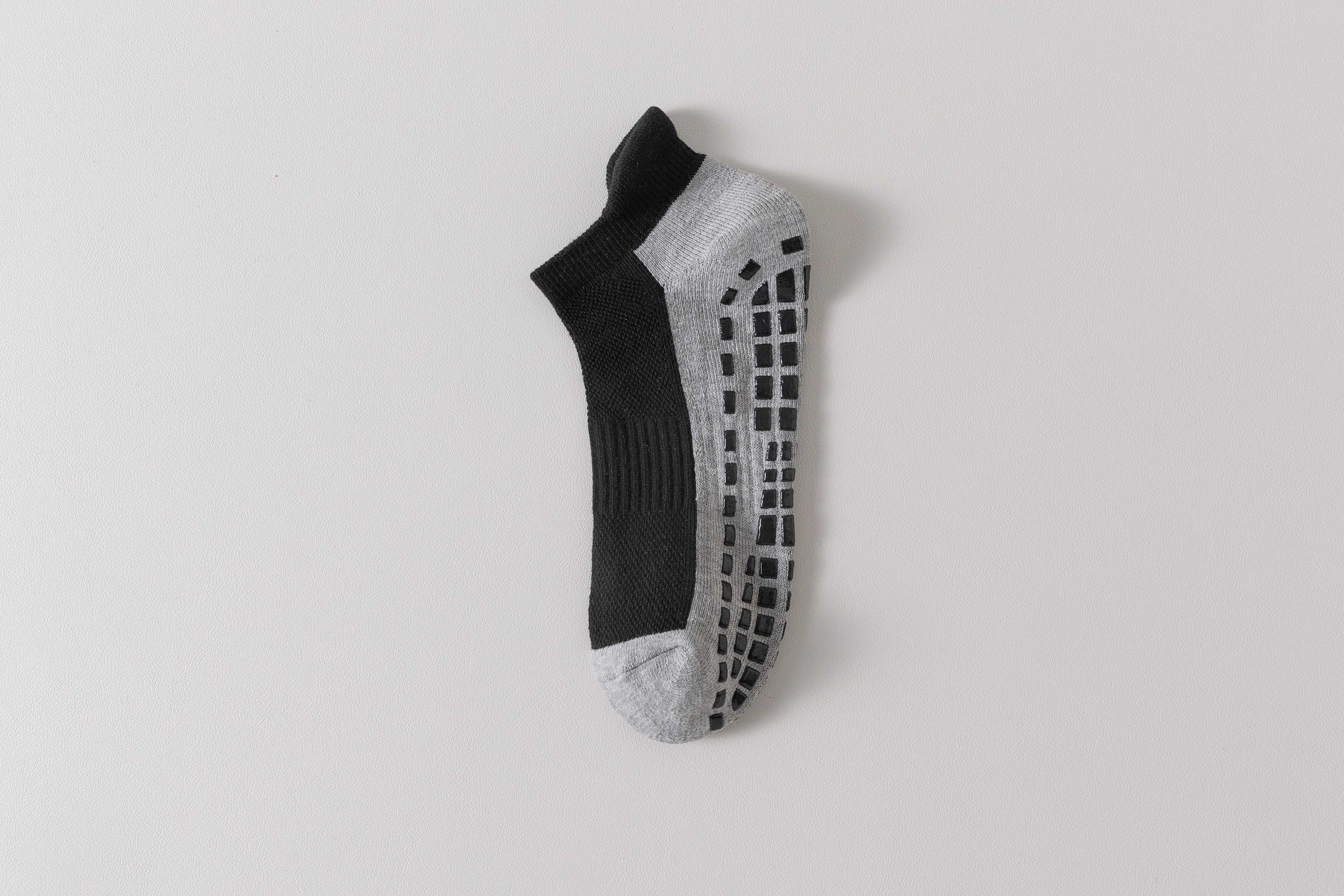 Voetbalsokken, verdikte handdoeksokken, basketbalsokken met korte buis voor heren, antislip- en slijtvaste sportsokken van siliconen: Black