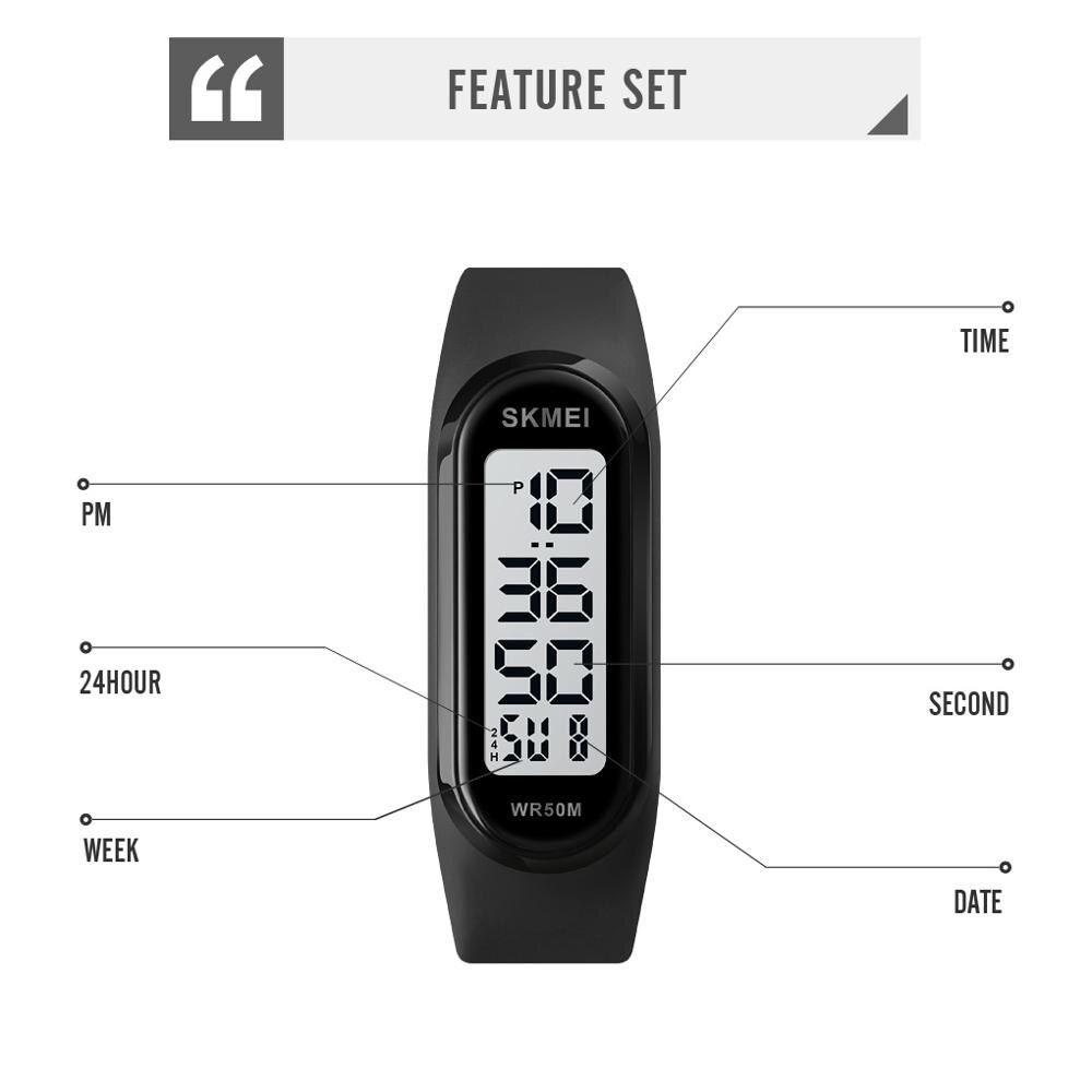Simple Women Sports Watch Luminous Bracelet SKMEI Women Silicone Electronic Digital Watches 50M Watchproof Watch Ladies