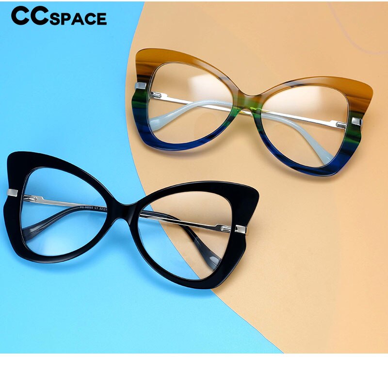 54326 Retro Big Frame Acetate Metal Mixed Frame Glasses Ladies Trend Butterfly Frame Computer Glasses Frame
