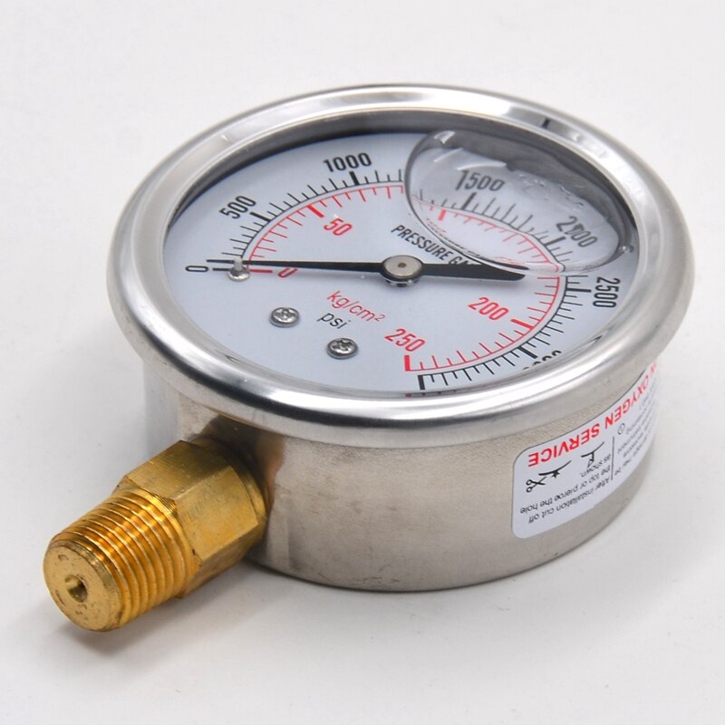 1/4 NPT Automotive Oil Pressure Gauge Instrument Hydraulic Meter Gauge 0-3500 PSI