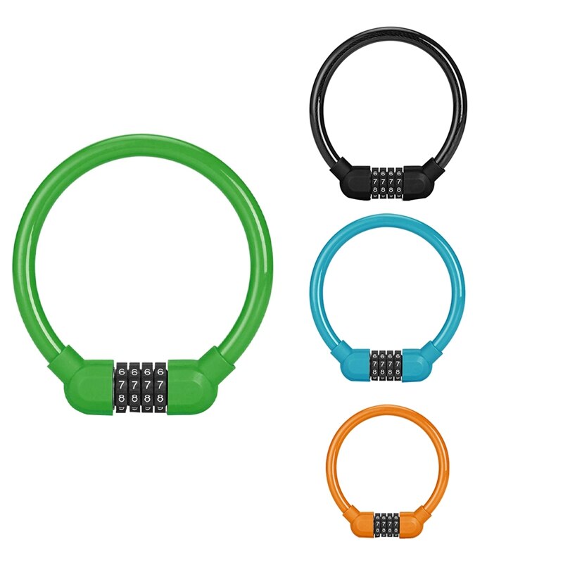 Verrou de câble de vélo, chaîne de bicyclette à 4 chiffres, repositionnable, câble tressé combiné en acier