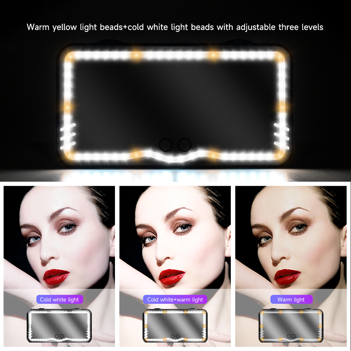 Hd-spejl til bil, led-makeupspejl, solskærmsplade, indvendigt bakspejl, usb-opladning, dæmpbar, berøringsskærm, auto-makeupspejl