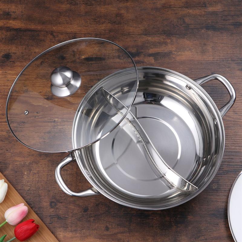 BESTONZON-ollas de cocina antiadherentes de doble cara, multifuncionales, Yin Yang, con tapa de vidrio, utensilios de cocina para restaurante y hogar, 1 unidad