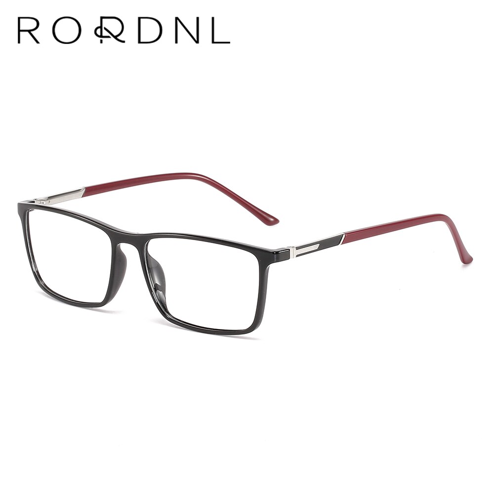 Square Myopia Prescription Glasses Frame Men Black TR90 Optical Eyeglasses Frame Male Business Style Brand Spectacles Frame: 0001 Black Red