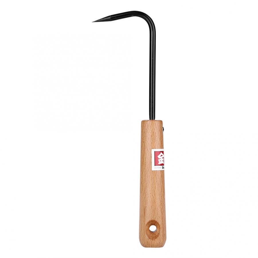 Bonsai værktøj krog robust mangan stål bonsai rod krog med træ håndtag have bonsai værktøj krog robust mangan krog