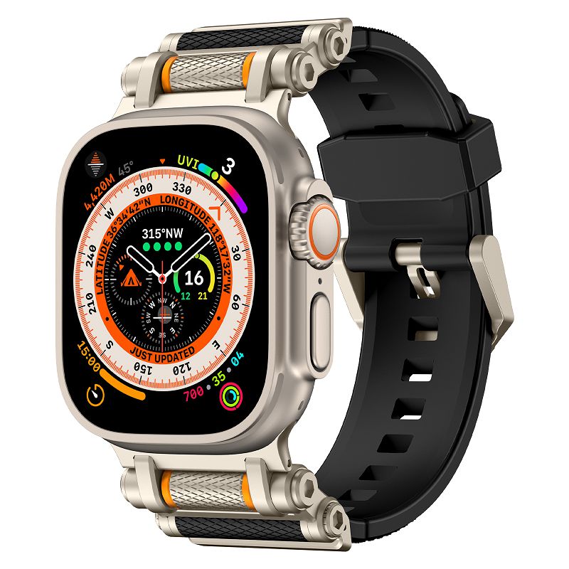 Urrem til apple watch ultra 2 remme 49 46 45 44 42mm holdbart metalstikrem til iwatch  s10 9 8 7 tpu sportarmbånd