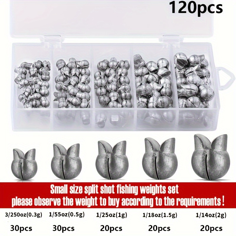 60/120 piezas, conjunto de plomos divididos de pesca redondos y extraíbles, disponible en 5 tamaños: Verde