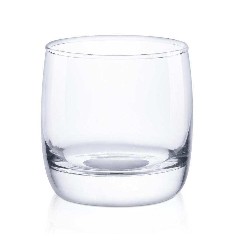 Runda, tjocka basen av klart glas, glasviskeydrinkkoppar, set  of 2