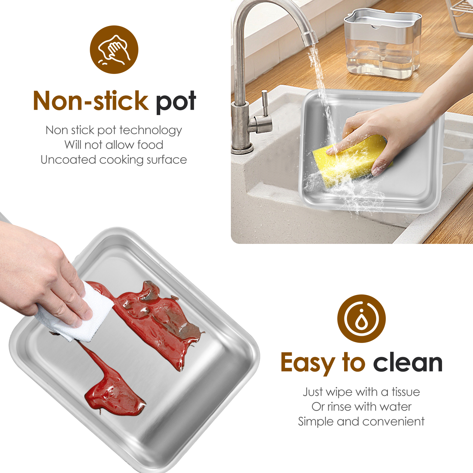 Tamagoyaki Japanese Frying Pan Stainless Steel/Aluminum Alloy Non stick Egg Pan with Handle Multi functional Frying Pan