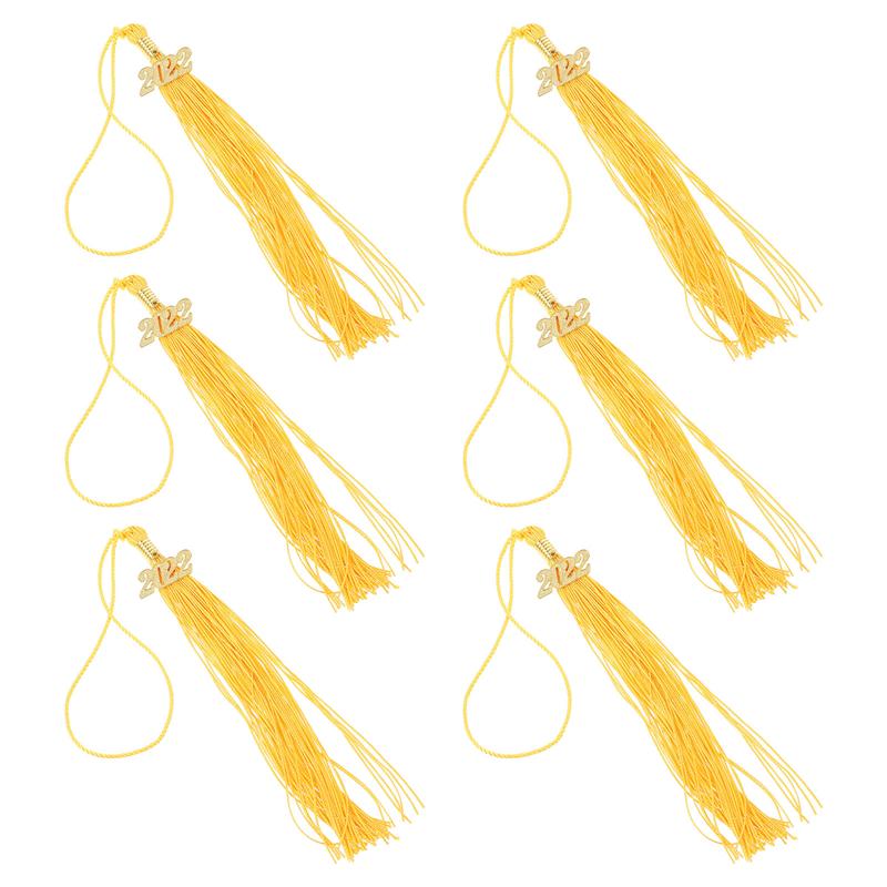 6Pcs 2022 Academic Graduation Cap Tassel with Gold 2022 Year Charm Pendant Mixed Color Uniforms Student Souvenir Supplies