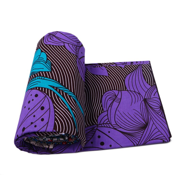 African Fabric Purple Flowers Print Fabric 6Yards\lot