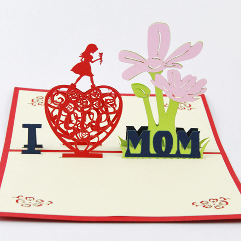 Liefde 3D Pop Up Kaarten Moederdag Postkaart Envelop Stickers Wenskaarten Voor Mama Gelukkig Moederdag decoratie Benodigdheden