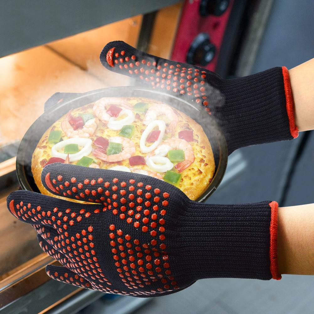 Holdbar bbq grillning madlavning handsker med høj temperatur, ekstrem varmebestandig ovn svejsning grill grill handsker: G