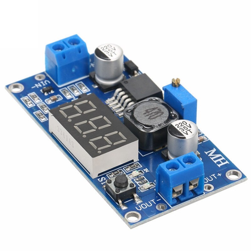 LM2596 DC-DC Adjustable Step-Down Module With Voltmeter Display, Blue Board Step-Down Digital Display