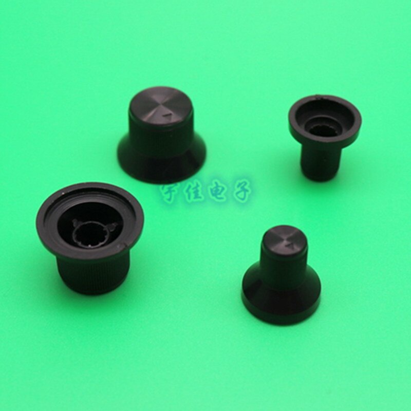 10 stykker 19.8 * 14mm 15.3 * 15mm sorte knop plastik knop blomster skaft 6mm potentiometer bånd omskifter panel justeringsknap