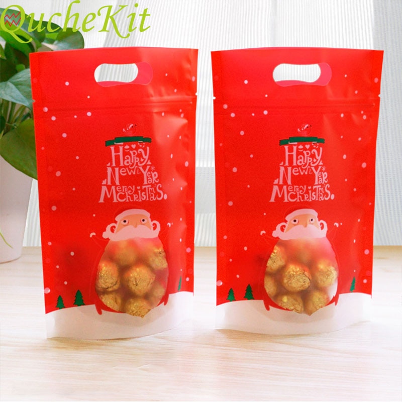 10/20 stücke Weihnachten Verpackung Tasche Für Apfel Süßigkeiten Cookie Keks Reißverschluss selbst Abdichtung Plastiktüte Stand hoch Postleitzahl-sperren poly Tasche
