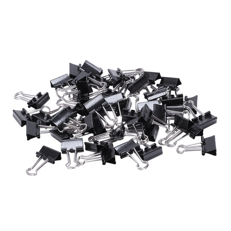 Metal spring Binders Clip for Paper document Office stationery paper clips 15mm 48pieces Black: Default Title