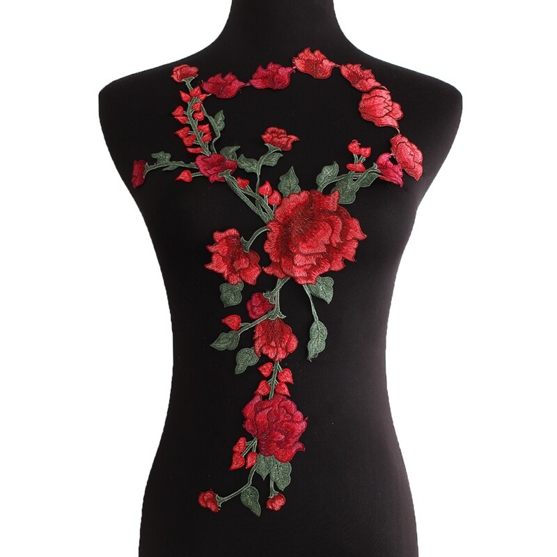 Rozenbloem borduurwerk naaien op patch badges kleding jurk diy accessoires 1pc