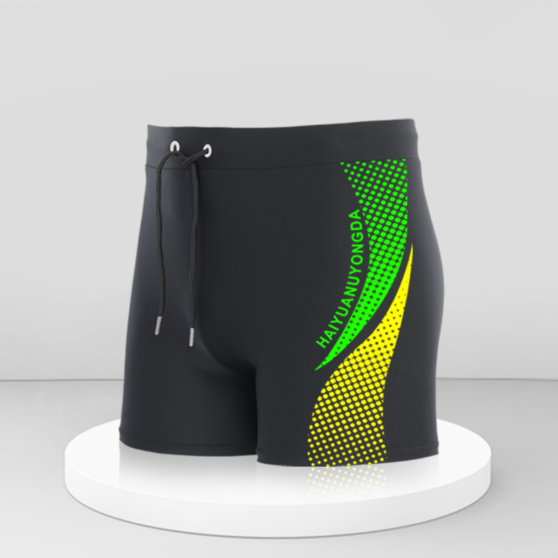 Geometrische Grafik und Badehose für Männer in europäischer Größe mit Kordel zug, schnell trocknenden und dehnbaren Shorts für den Sommer: XL / green