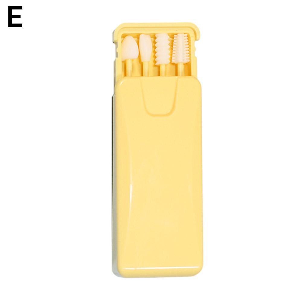 2/4Pcs/box Reusable Cotton Swab Ear Cleaning Cosmetic Silicone Buds Swabs Sticks Double-headed Recycling For Cleaning Makeup: E