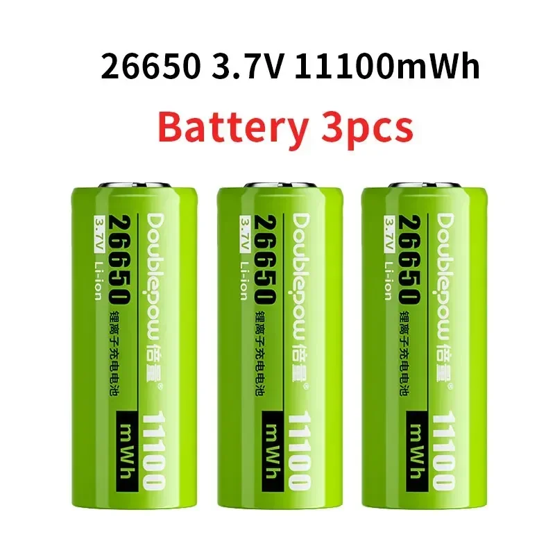 26650 3.7V 11100mWh Li-ion Battery Lithium Rechargeable Batteries for Strong Light Flashlight Solar Street Light Power Tool: GRAY