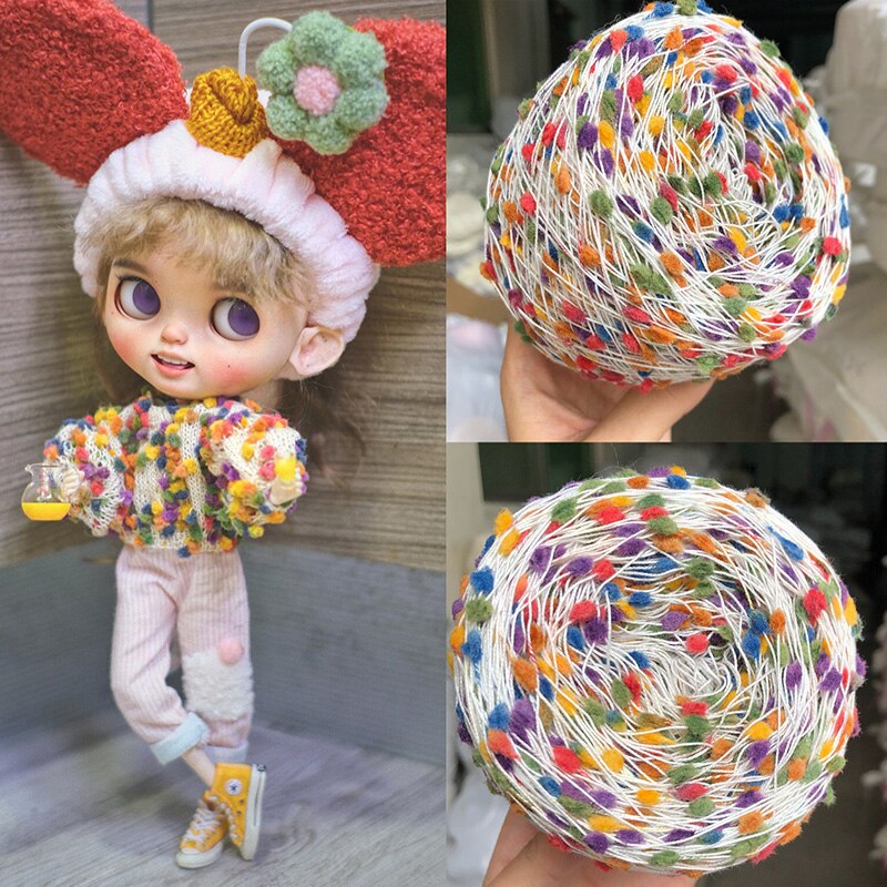 Fil de laine couleur bonbon arc-en-ciel, 50g/boule, ligne de fil de boule, tricoté à la main, poupée Crochet pull, matériau de fil de laine