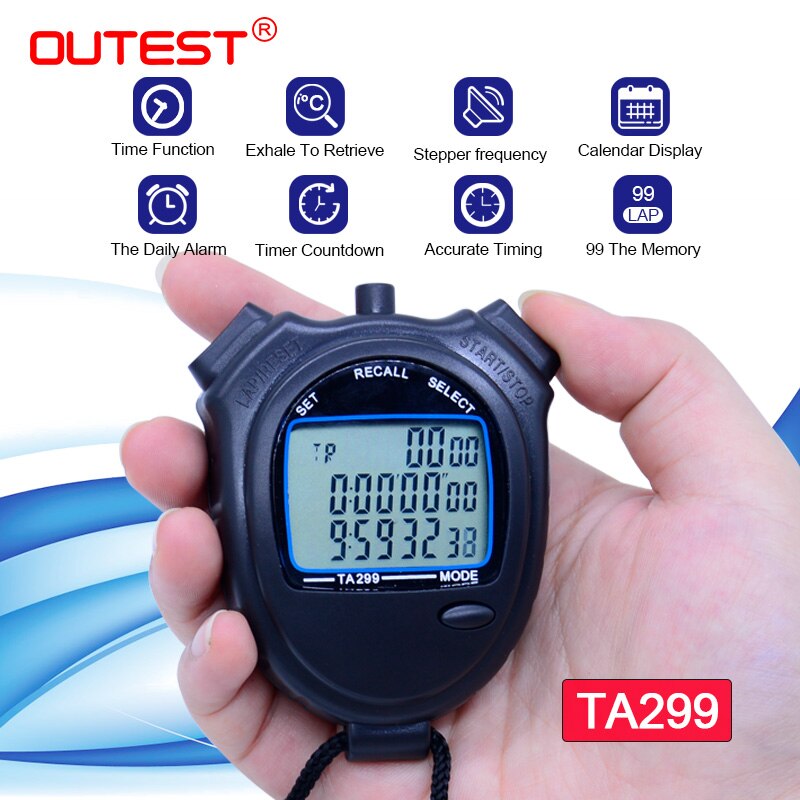 Sports stopwatch 3 rows of 99 channels TA299 seconds counter multifunction Athletics Fitness Running timer Countdown timer