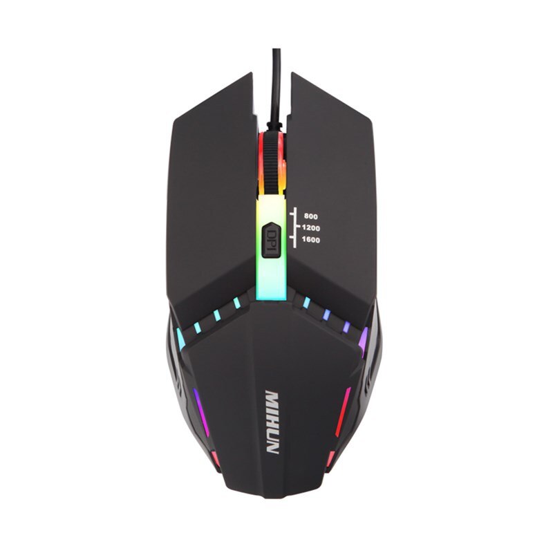 Ergonomic Wired Gaming Mouse LED 1600 DPI USB Computer Mouse Gamer RGB Mice Computer Laptop Desktop Gaming Mouse: black