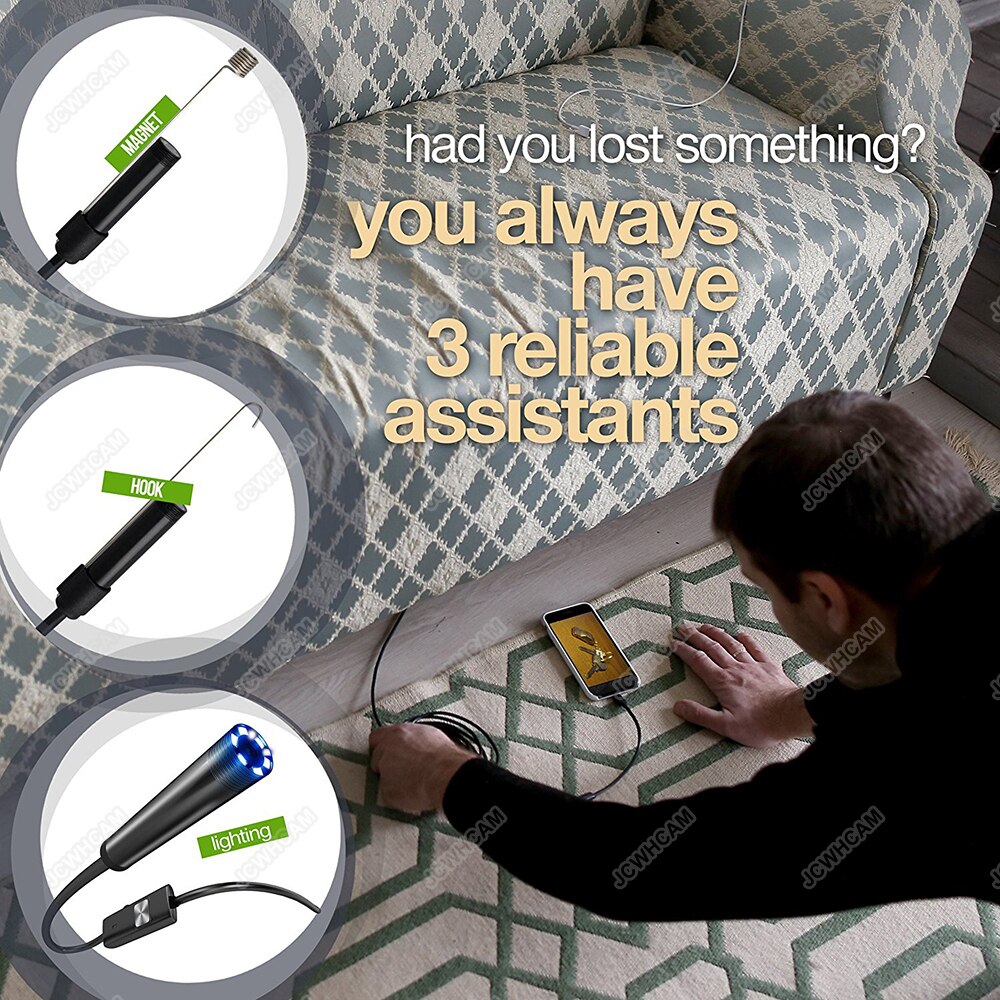 HuaWei Xiaomi Samsung 1080P USB Android endoscopio 1 M-5 M cable impermeable Led luz endoscopio Cámara Coche cámara de inspección