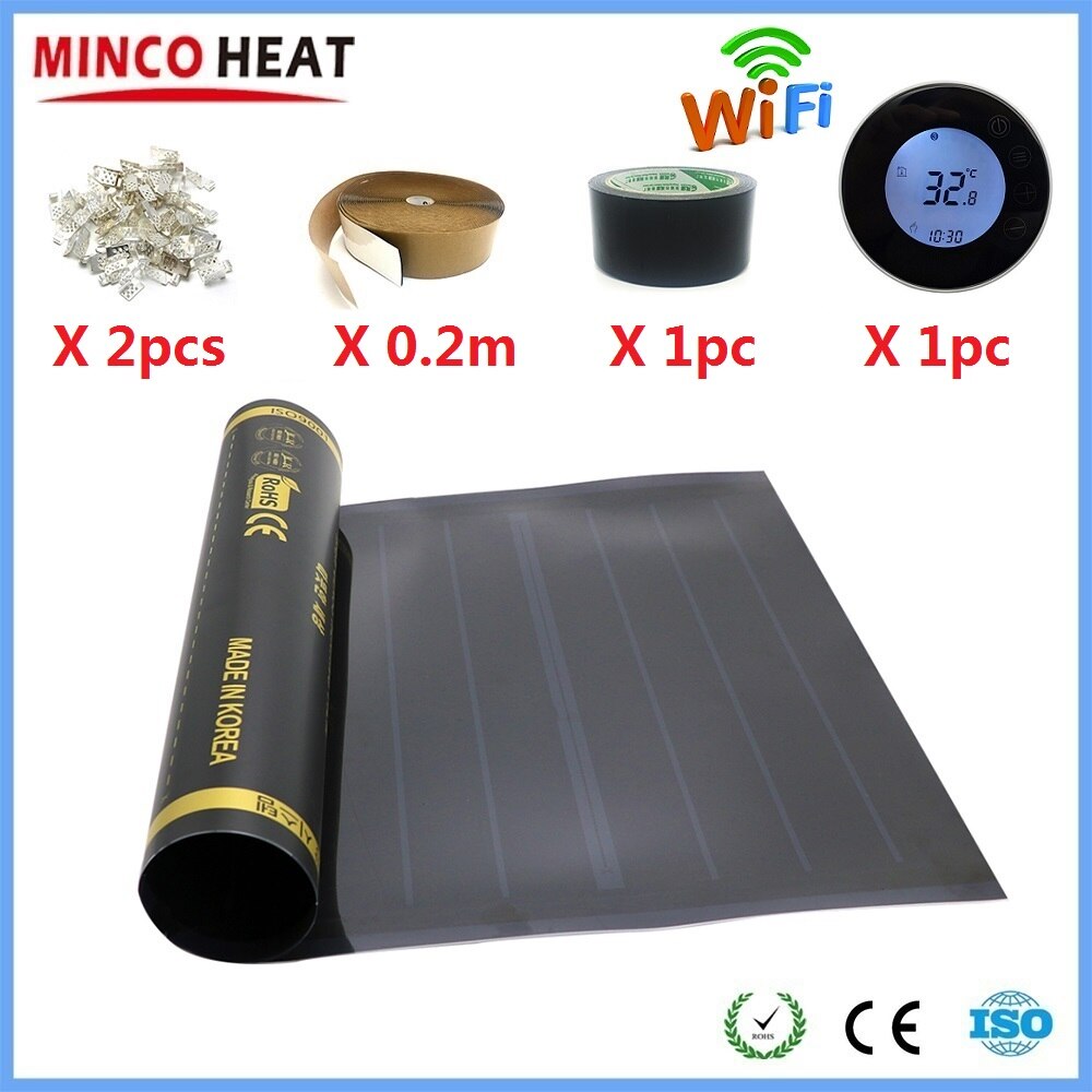 50cmX2m Graphene PTC Heating Film Kits Infrared Electric Warm Floor Mat With WiFi Thermostat Temperature Controller Selection: X7HGB-H-WIFI Sets