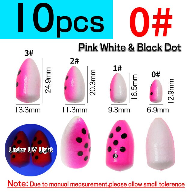 Bimoo 10 stücke Oval Angeln Rig Float Bobber Fluoreszierende Schaum Perlen Für Pompano Snappers Wels Salzwasser Angeln Boden Rigs: 10pcs PYD size 0