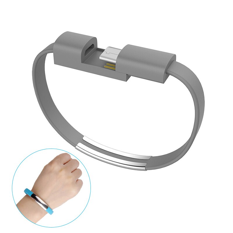 OLAF Type C Armband kabel Mobiele Telefoon kabels usb Opladen Data Cord Voor Samsung s8 s9 s10 Huwei P30 C type-C korte usb-kabel: Gray