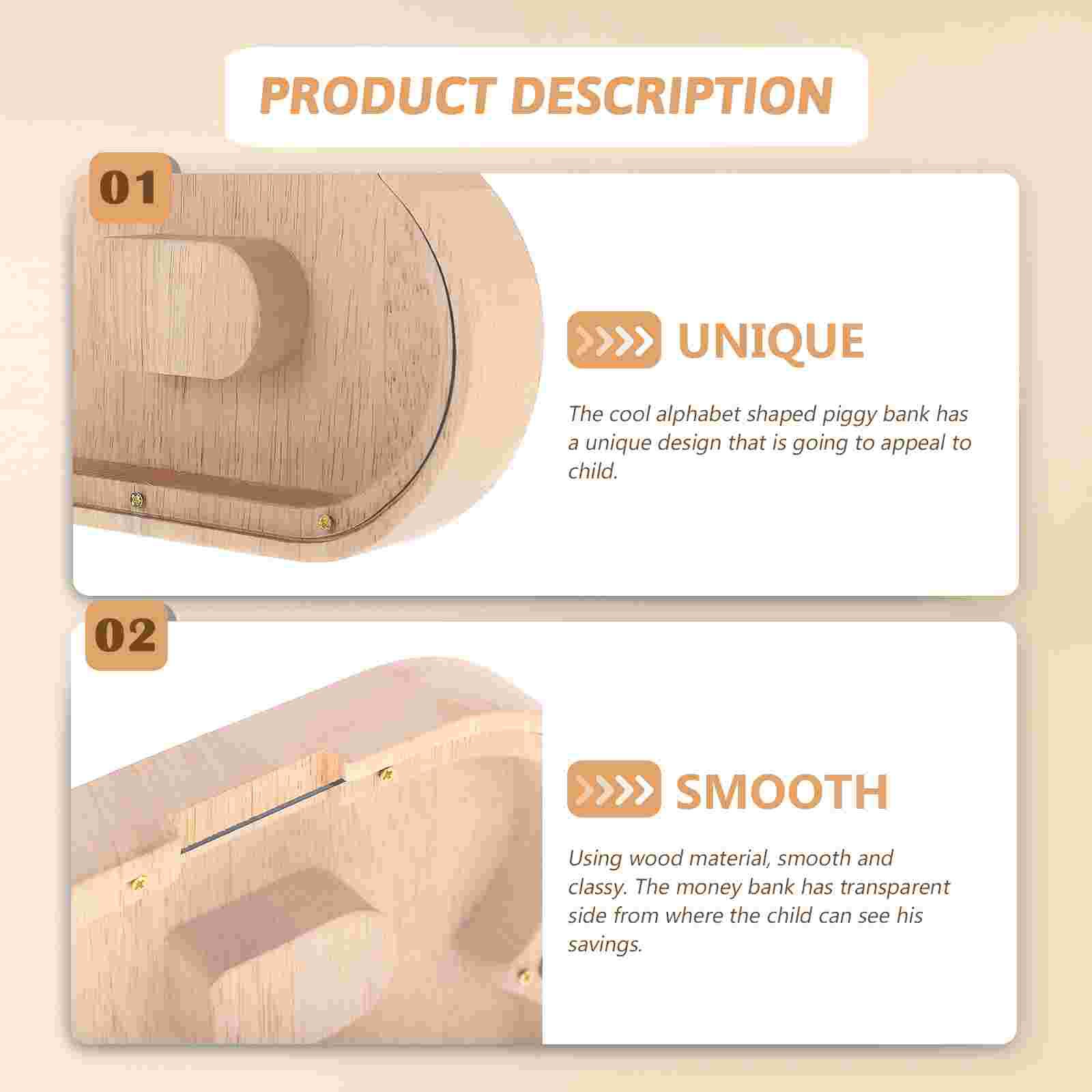 English Letter Saving Pot Wood Coin Bank Funny Letter Desktop Ornament