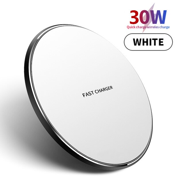 Caricabatterie Wireless Qi 30W per iPhone 13 12 11 Pro Xs Max Mini X Xr induzione Pad di ricarica Wireless veloce per Samsung S10 S20 S21: 30W Type C white