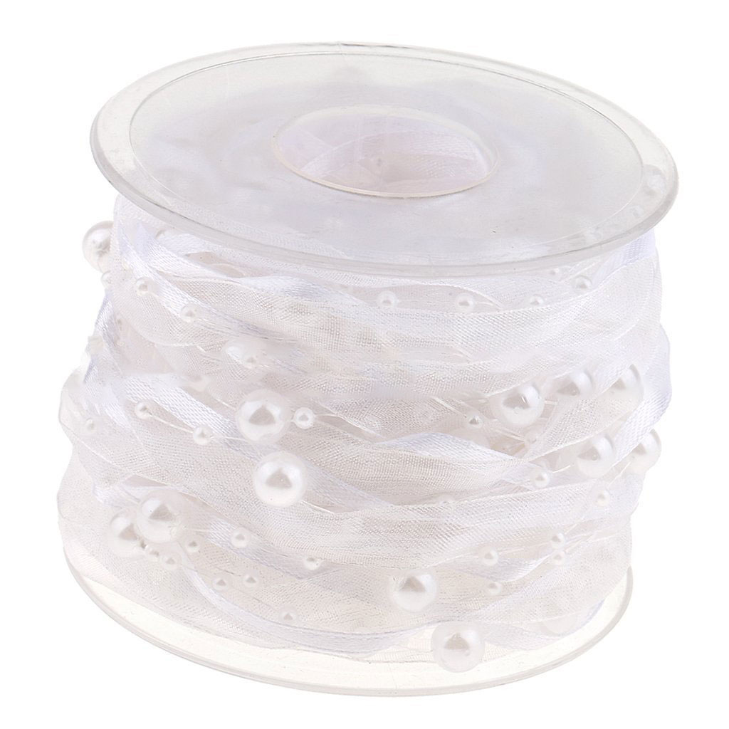 Ruban de décoration en chaîne de perles | 12 couleurs, ruban Transparent pour décoration faite à la main, bricolage: WHITE