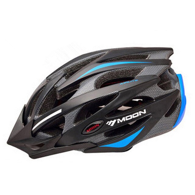Moon Cycling Helmet Ultralight Skiing Motorcycle Bicycle Breathable Helmet Bicycle Road Mountain Riding Helmet Riding Equipment: Black blue / M 55-58cm