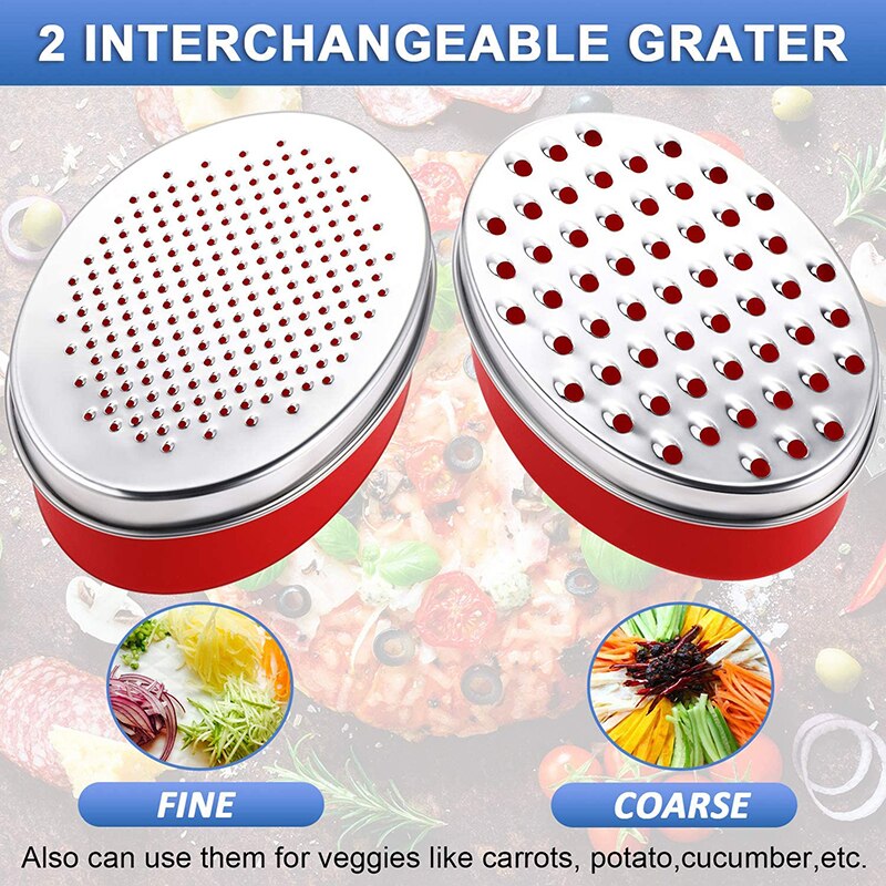 Cheese Grater with Food Storage Container Vegetable Chopper Shredder for Hard Soft Cheeses Kitchen Supplies DIN889
