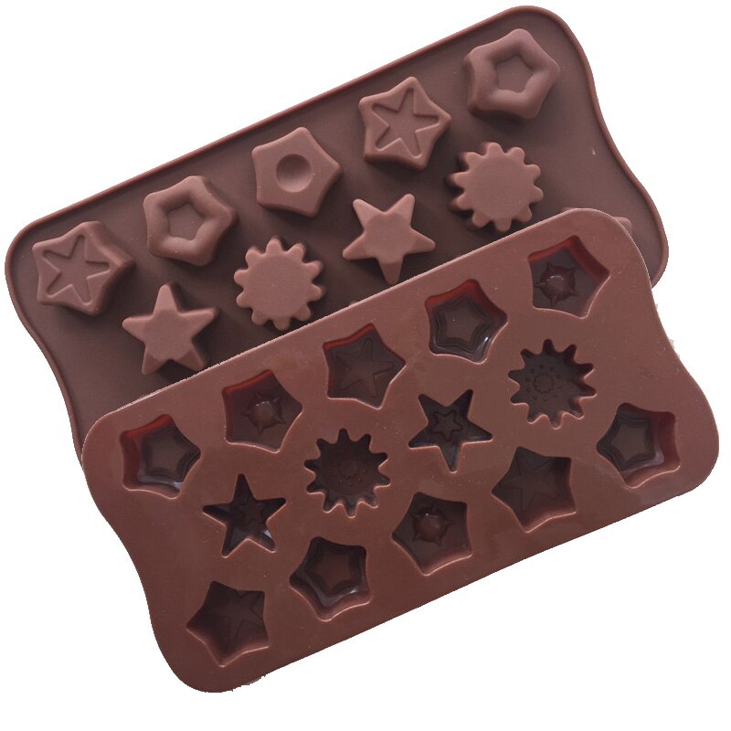 8 rooster siliconen ijsblokjesvorm ster/hart/rond/diamantvormig chocoladevorm taartdecoratiegereedschap: Geel