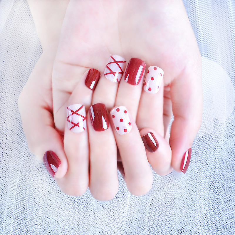 24 Stks/set Nep Nagels Druk Op Meisjes Vinger Schoonheid Valse Nail Art Tips Bright Shining 3D Diamond Inzoomen Franse nail Art Tips