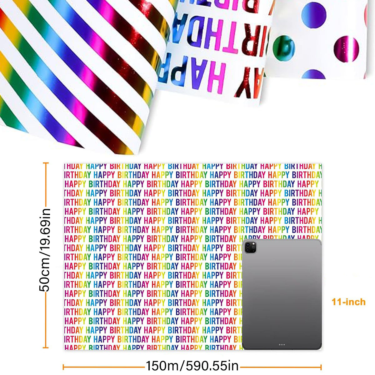 1Roll 20 inch 49 Feet Wrapping Paper Waterproof and not Easily Wet Easy to Clean,Dot Striped Letter Pattern Wraps for DIY