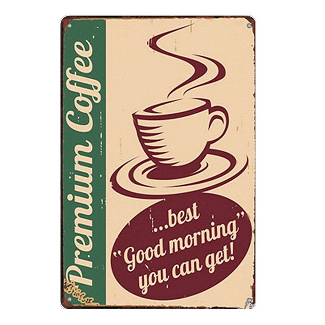 Holde roen drikke kaffe kafé butikk kjøkkeninnredning vintage blikkskilt shabby kunst hengende jernmalerier metallplaketter plateplakater: 6