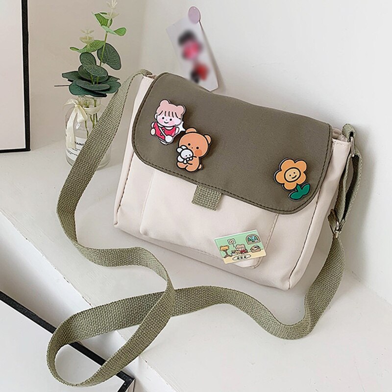 Lærred lille taske japansk stil messenger bag sød all-match student art single shoulder lady bag: G