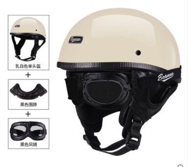 Brammo Moto Rcycle Helm Vintage Pu Leer Half Helm Moto Rbike Helm Moto Casco Bril En Masker: 19