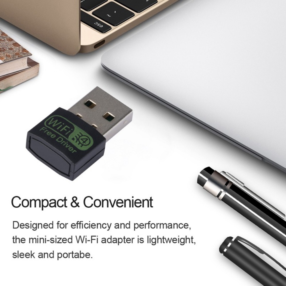 Grwibeou WLAN-USB-Adapter, 150 Mbit/s, kabelloser Hochgeschwindigkeits-Dongle, kostenloses Laufwerk, Netzwerkkarte, USB 2.0 für Laptop, PC/Laptop/Desktop