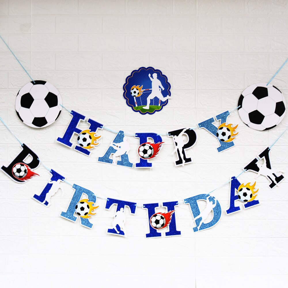 Tillykke med fødselsdagsfest banner dreng fødselsdag indretning piratskib fodbold plads banner festartikler første fødselsdagsfest: Fodbold