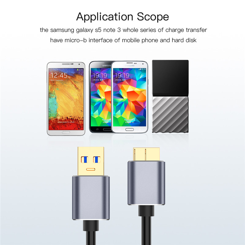 0.5m 1m 1.5m usb 3.0 type a til micro b datakabel hdd forlængerkabel kode til ekstern harddisk disk hdd samsung  s5 note 3